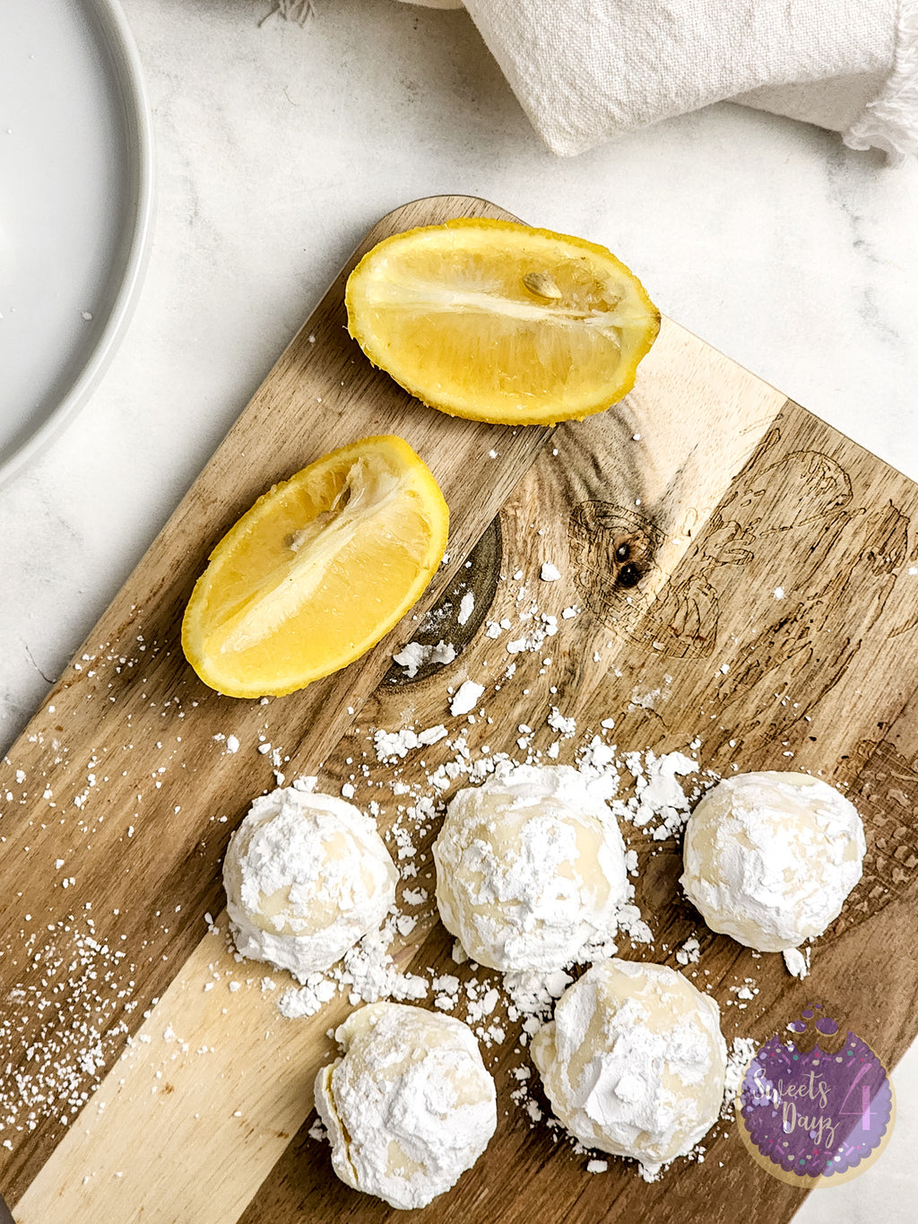 Lemon Bar Truffles on Marble