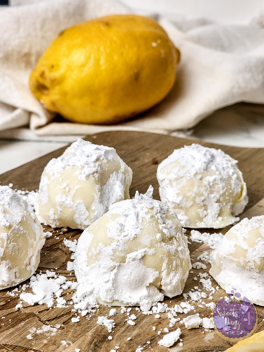 Lemon Bar Truffles on Marble