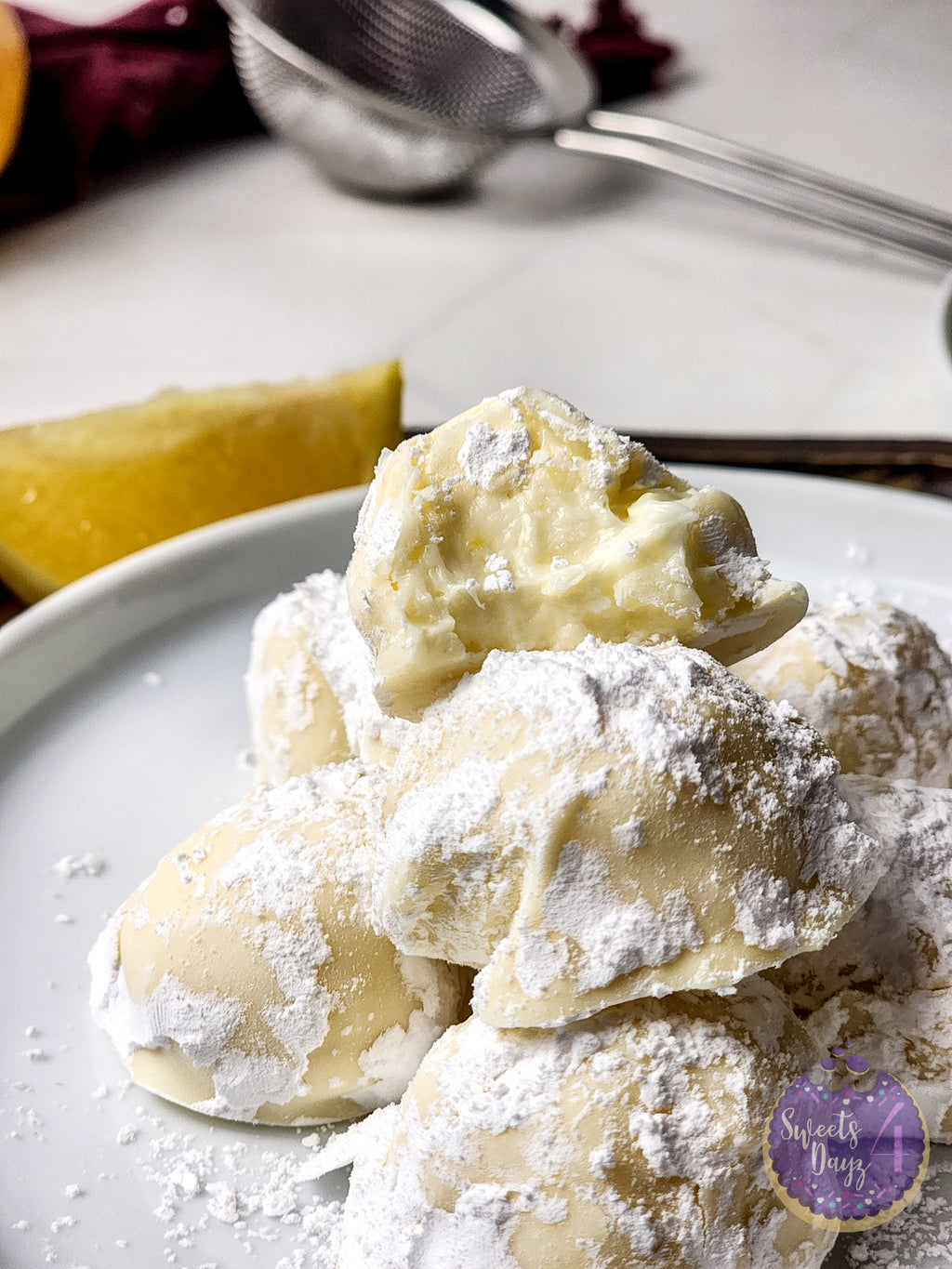 Lemon Bar Truffles on Rhombus