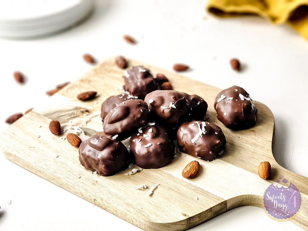 Homemade Almond Joy Bites on White