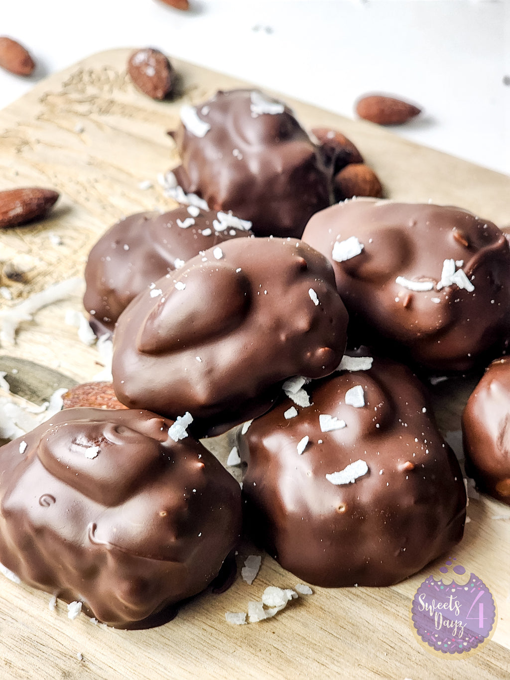 Homemade Almond Joy Bites on White