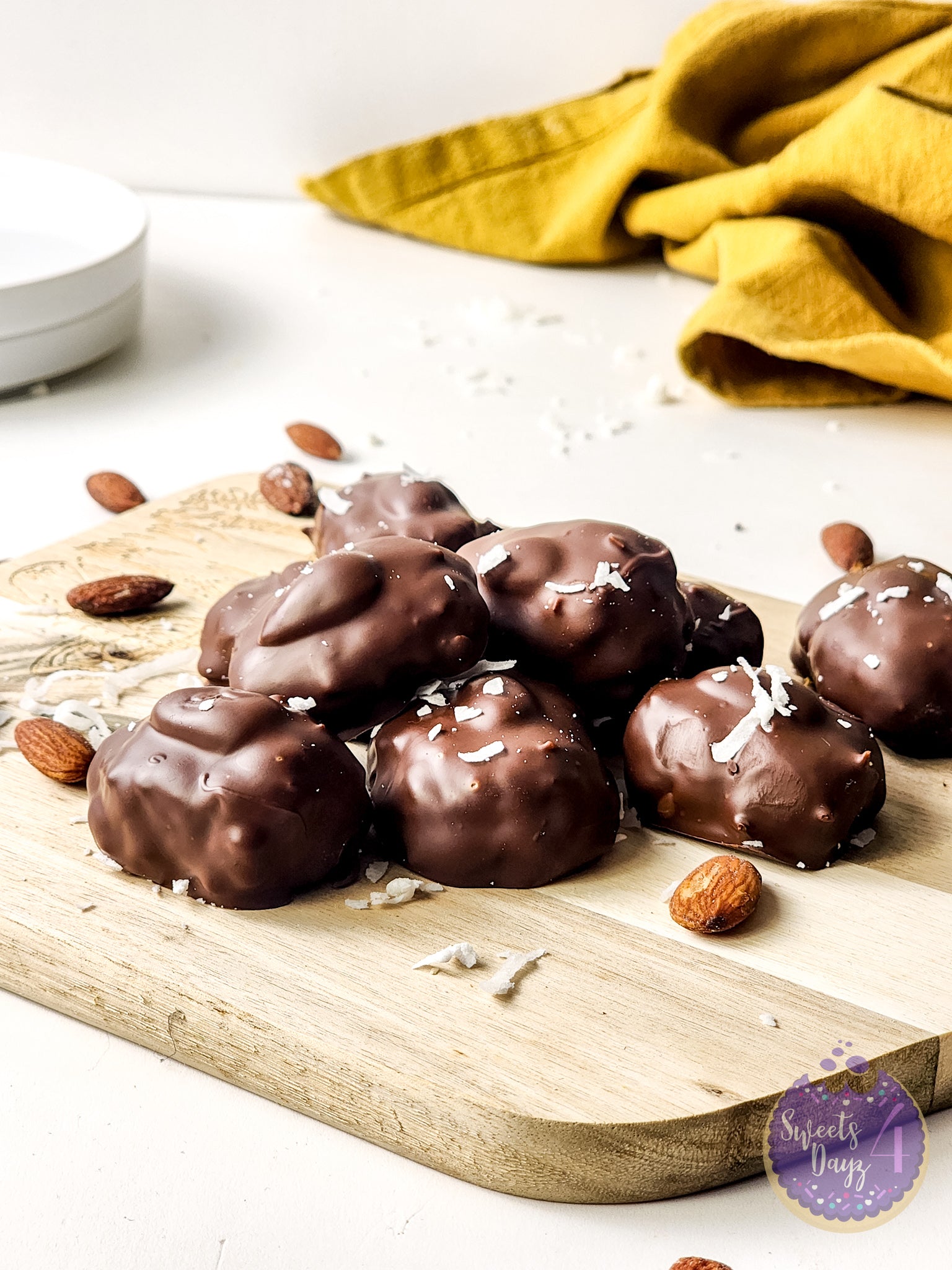 Homemade Almond Joy Bites on White