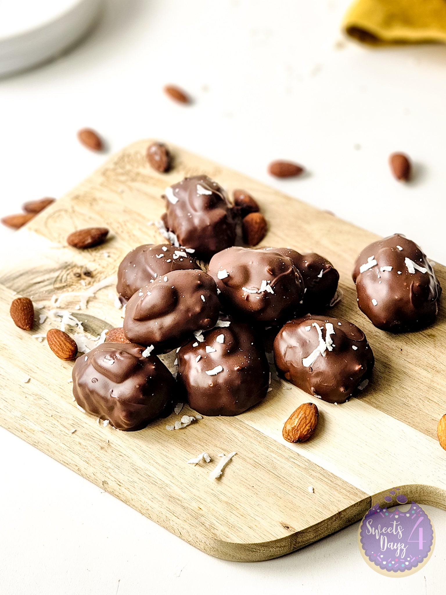 Homemade Almond Joy Bites on White