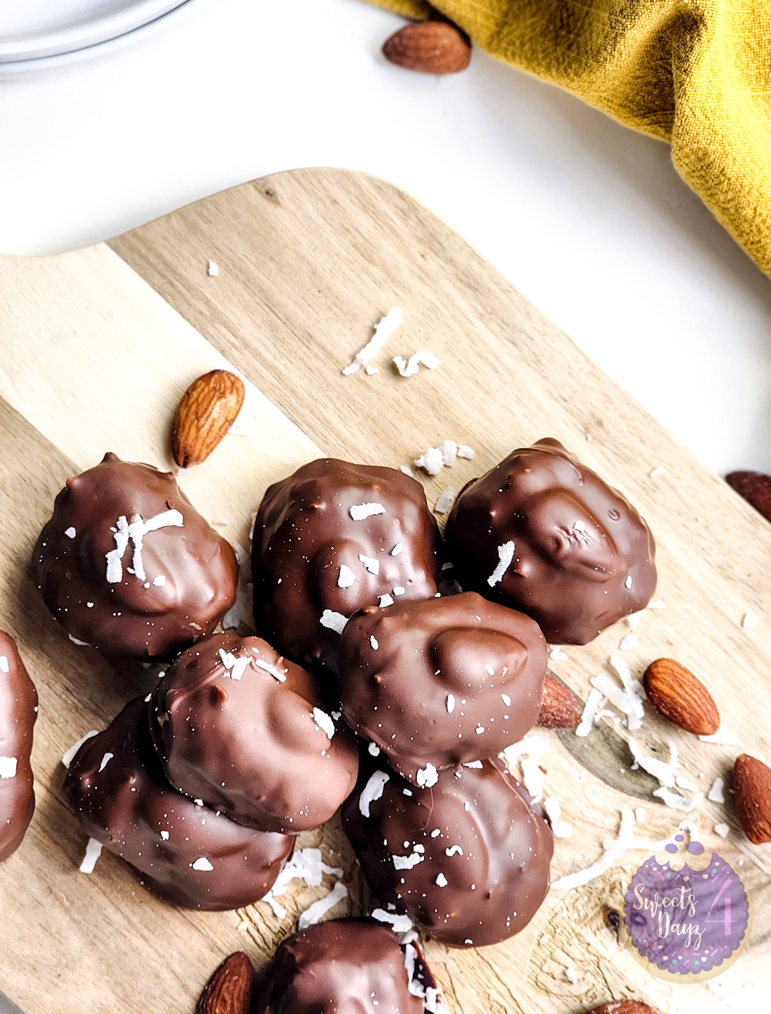 Homemade Almond Joy Bites on White