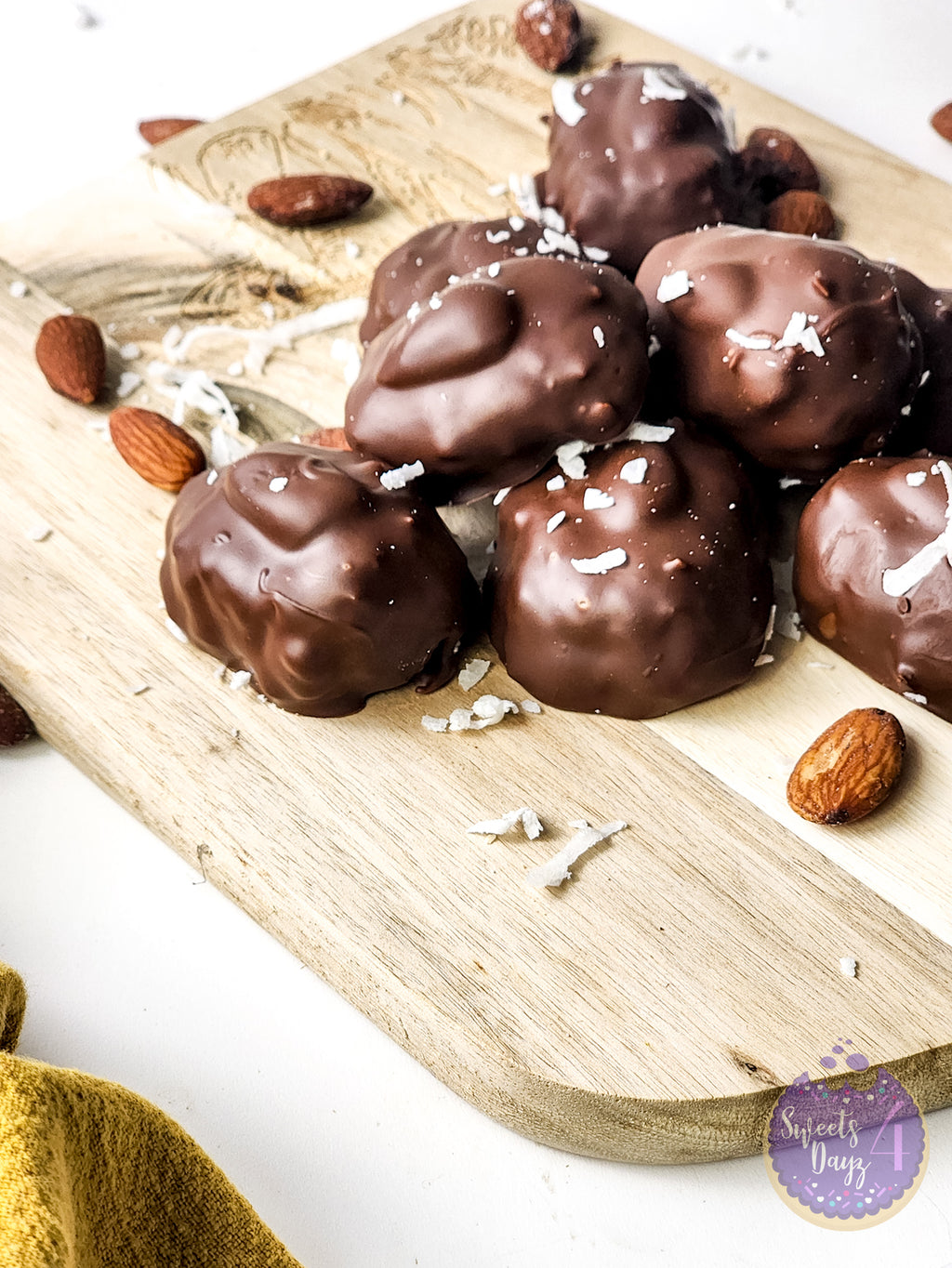 Homemade Almond Joy Bites on White