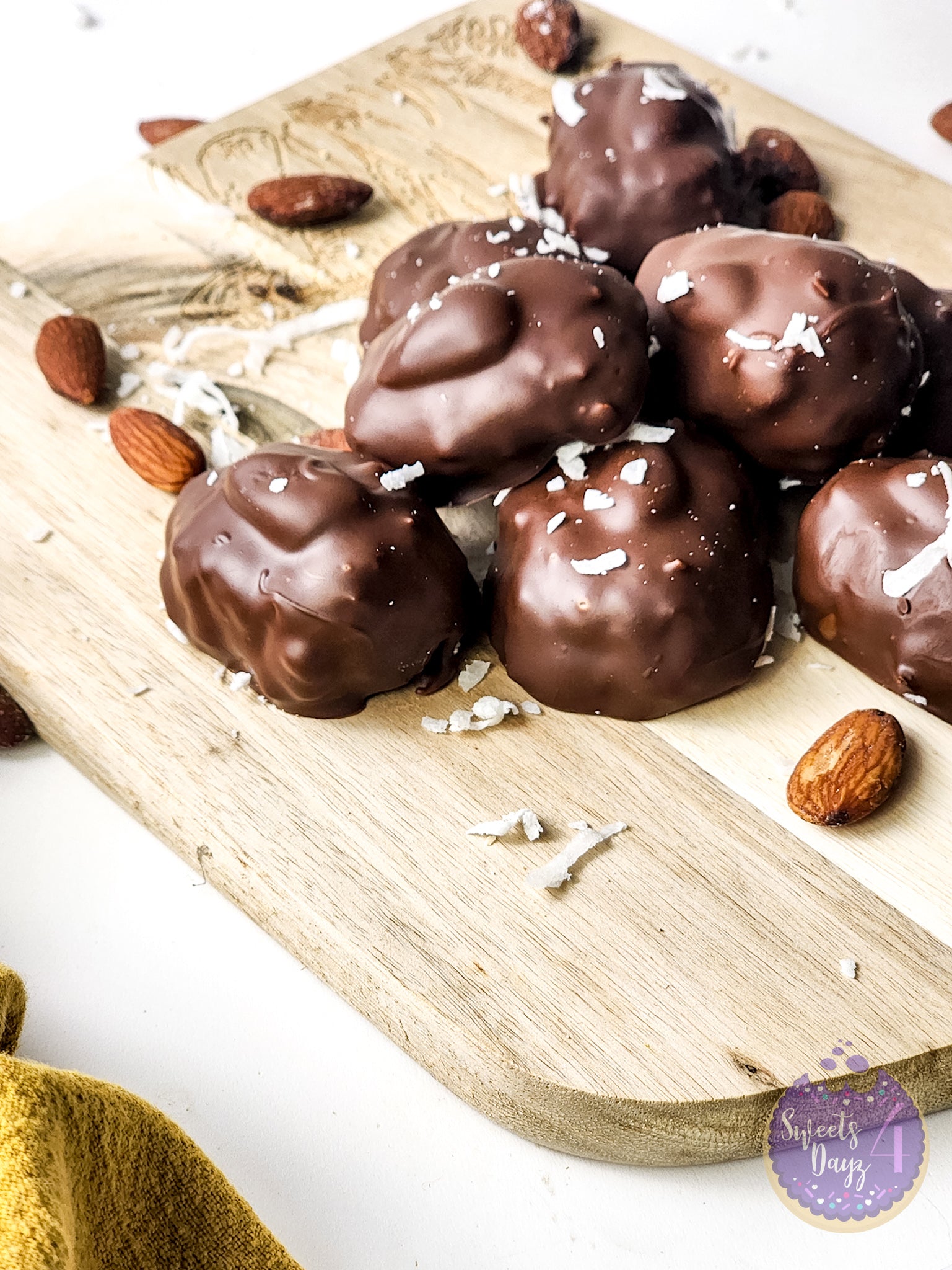 Homemade Almond Joy Bites on White