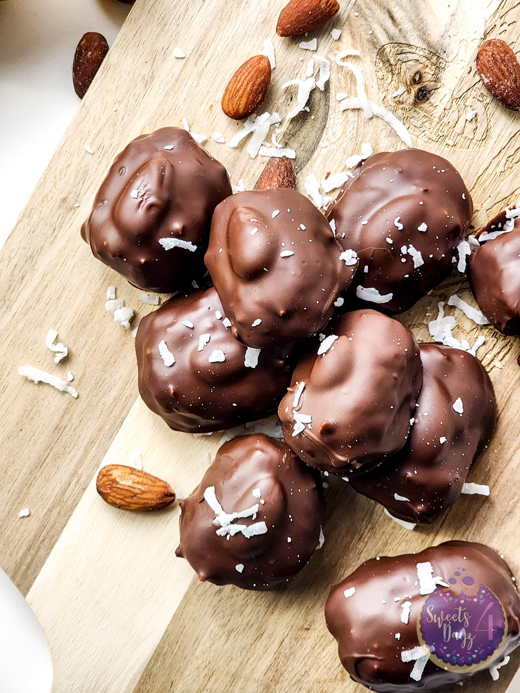 Homemade Almond Joy Bites on White