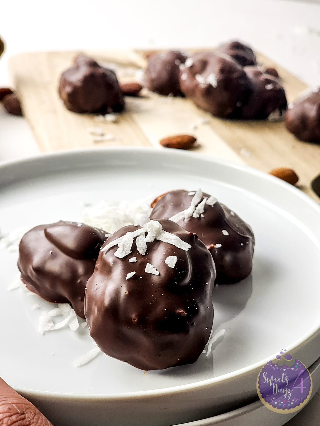 Homemade Almond Joy Bites on White