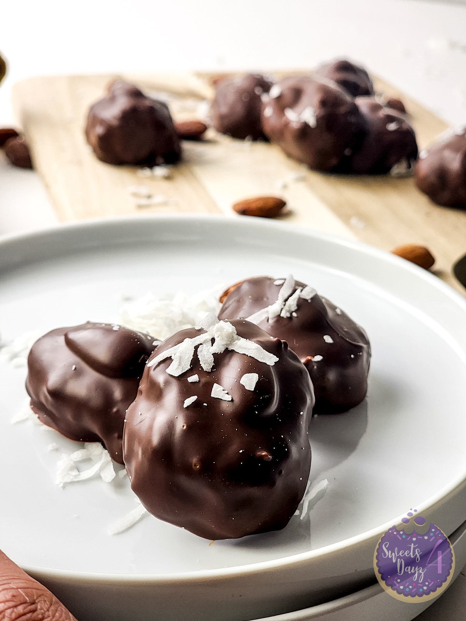 Homemade Almond Joy Bites on White