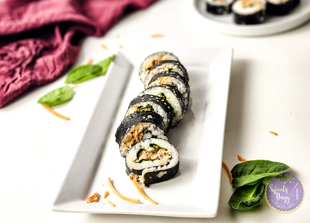 Spicy Tuna Kimbap Rolls on White