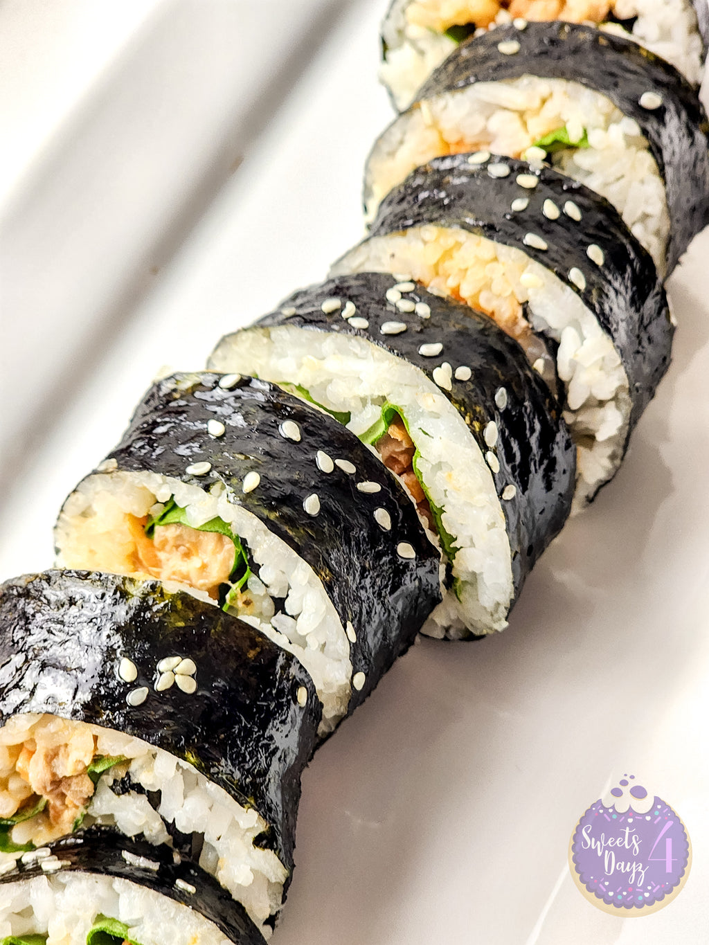 Spicy Tuna Kimbap Rolls on White