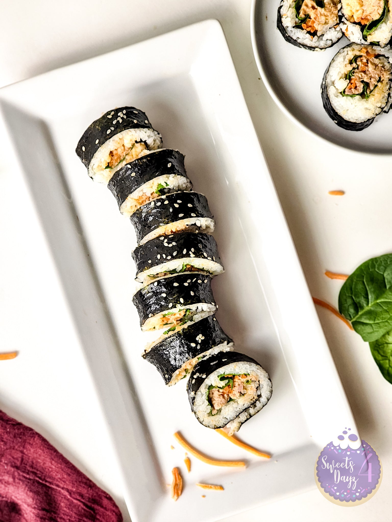 Spicy Tuna Kimbap Rolls on White