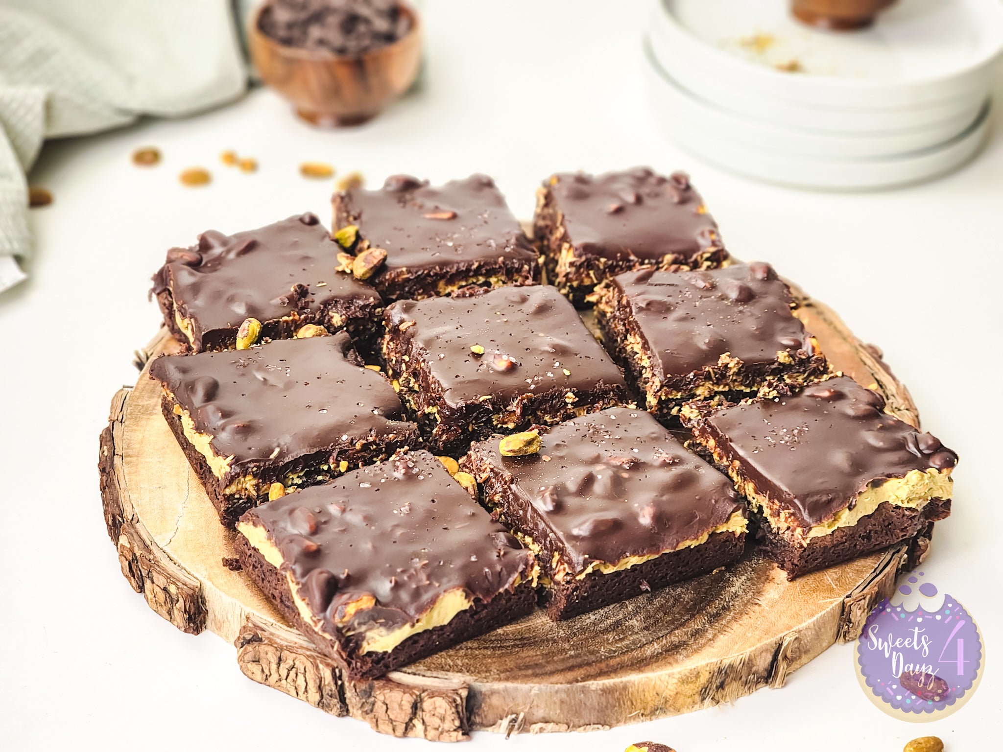 Dubai Pistachio Brownies on White