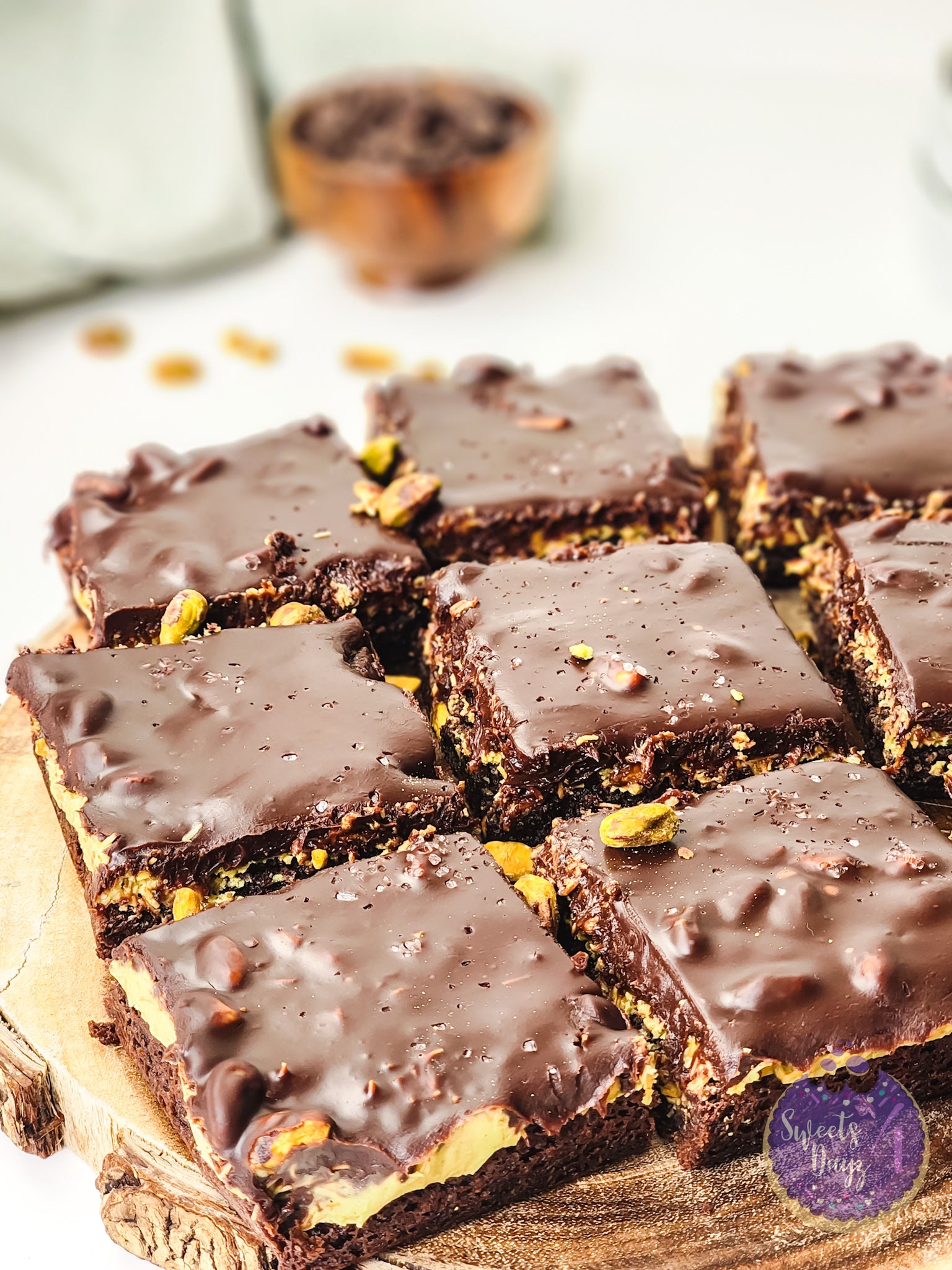 Dubai Pistachio Brownies on White