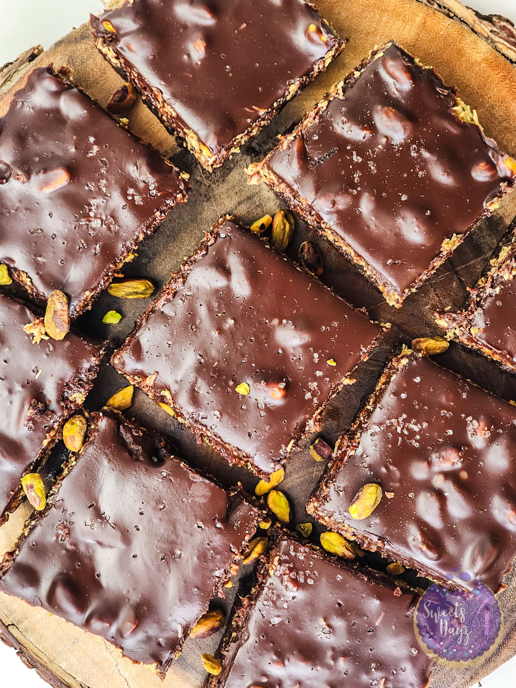 Dubai Pistachio Brownies on White