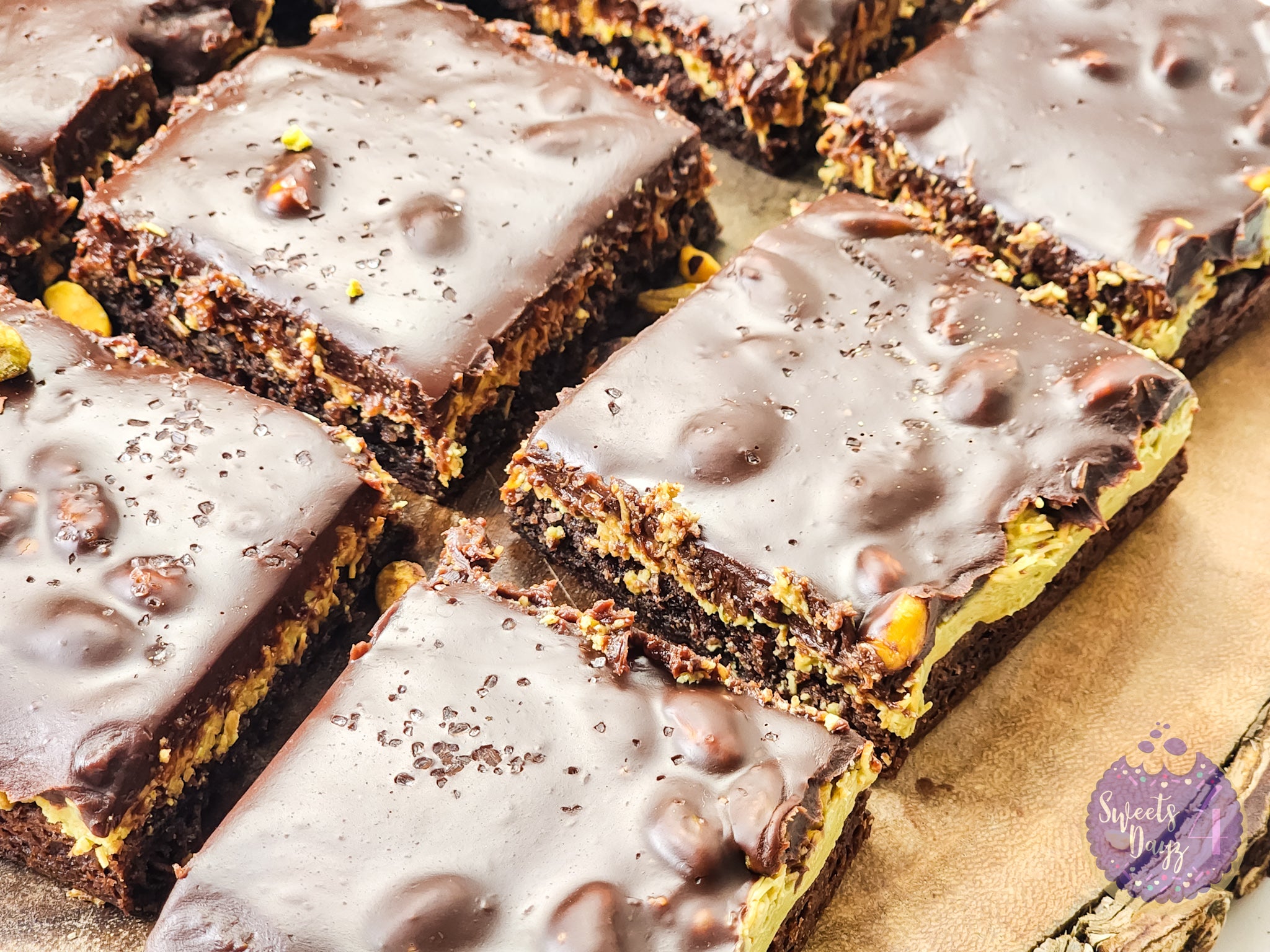 Dubai Pistachio Brownies on White