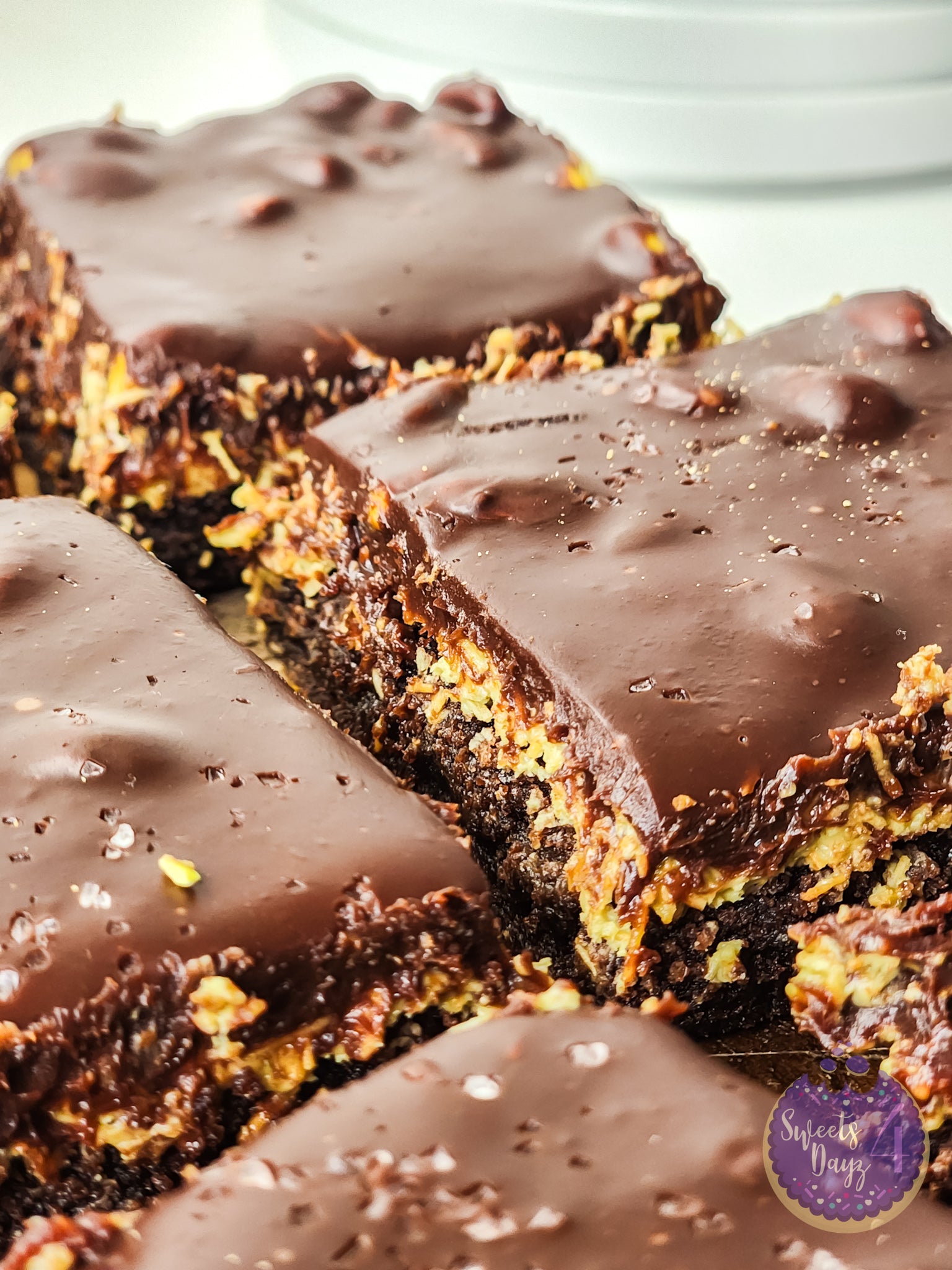 Dubai Pistachio Brownies on White