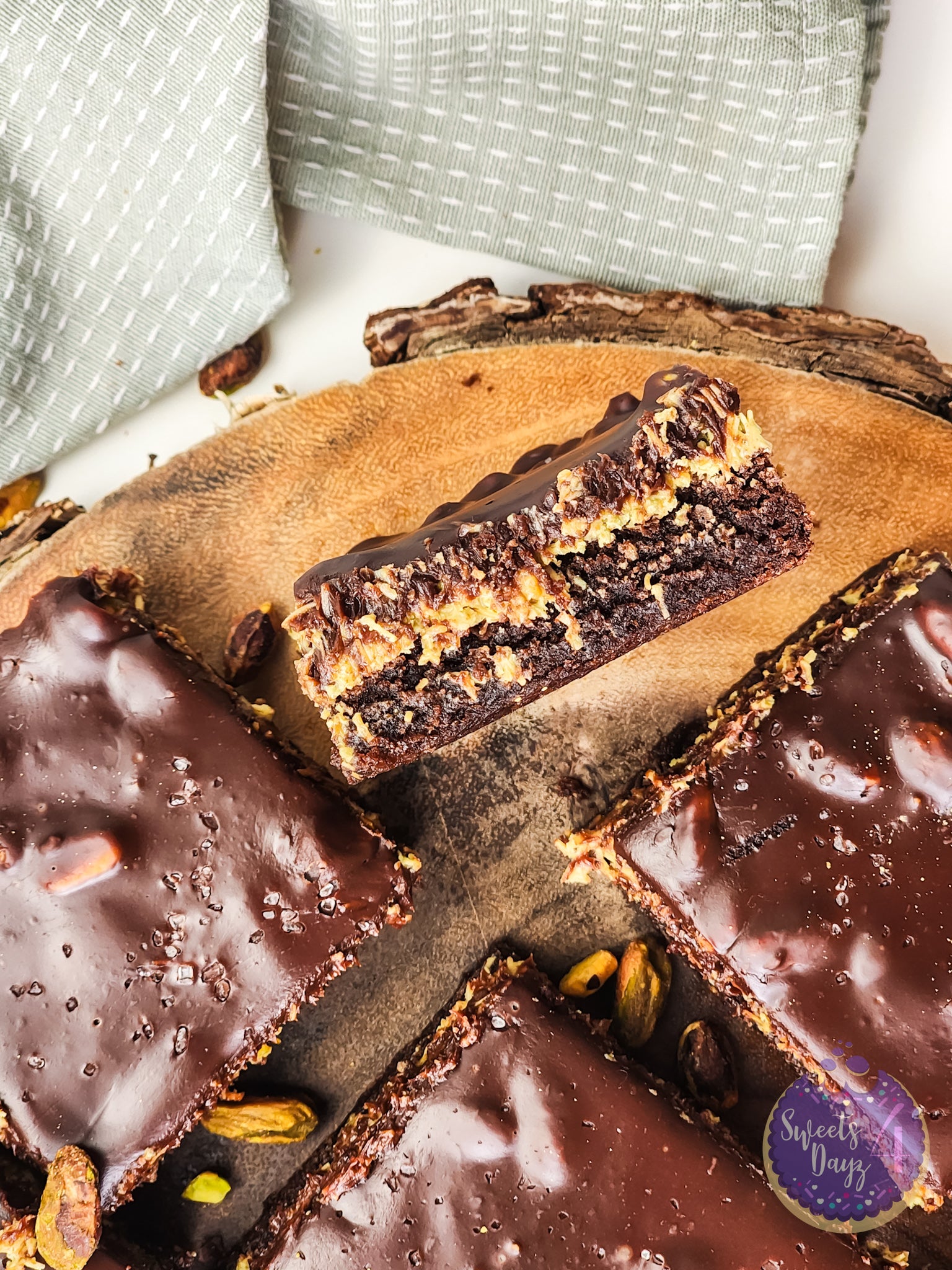 Dubai Pistachio Brownies on White