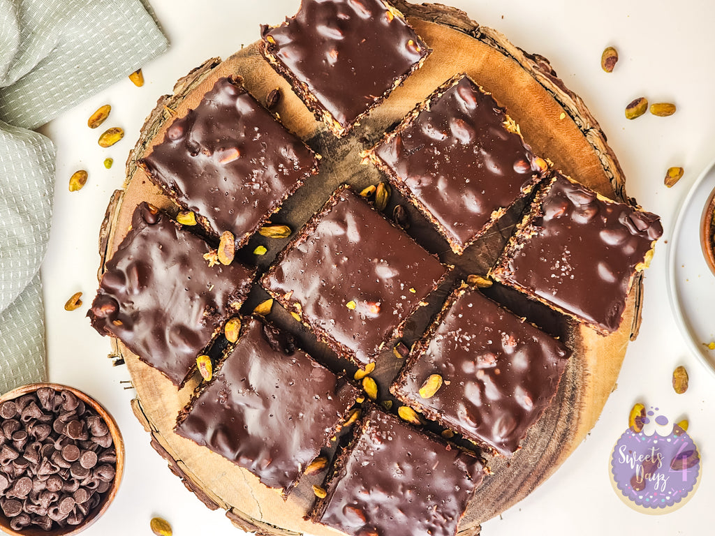 Dubai Pistachio Brownies on White