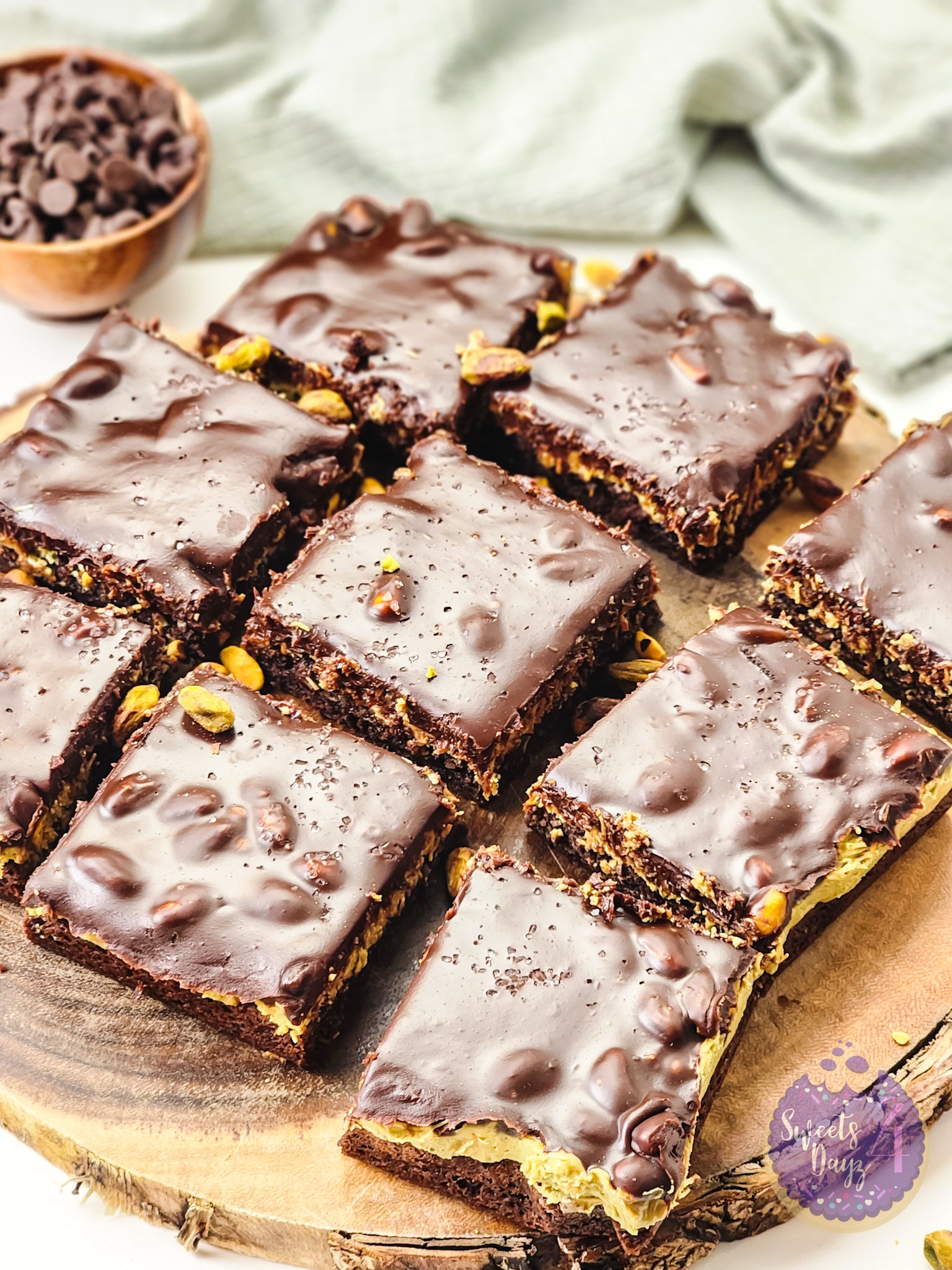 Dubai Pistachio Brownies on White