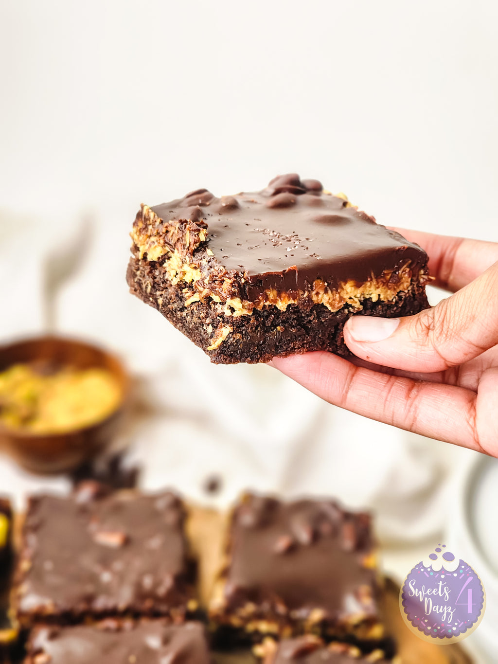 Dubai Pistachio Brownies on Gold Marble