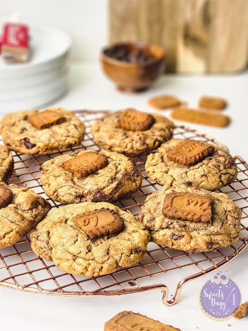 Biscoff Chocolate Chip Cookies on White