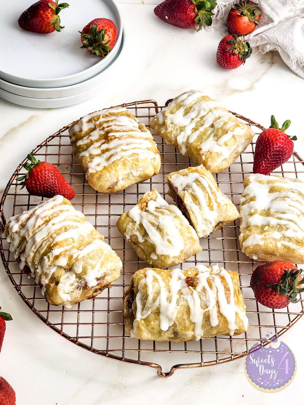 Homemade Toaster Strudels on Gold Marble