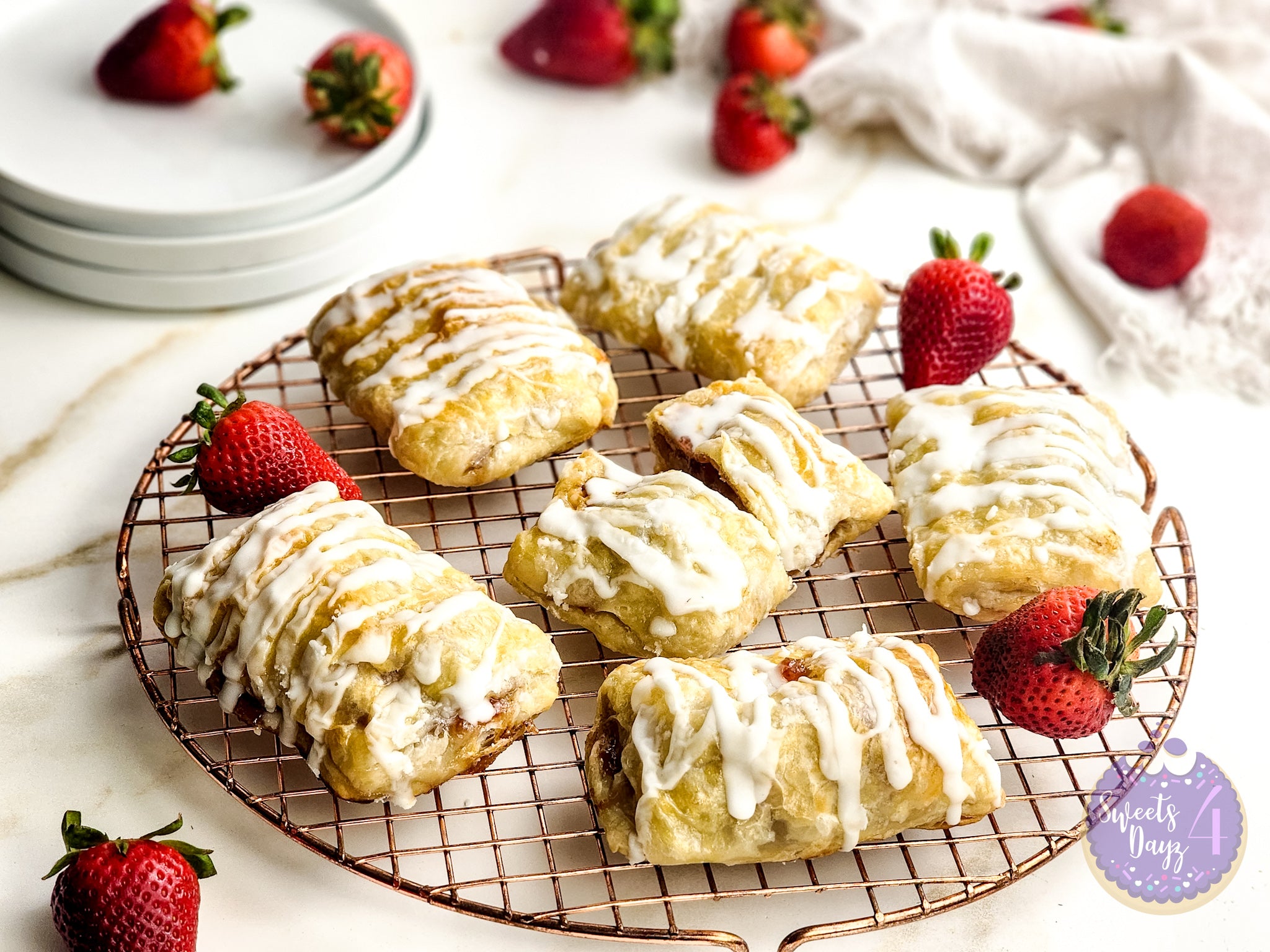 Homemade Toaster Strudels on Gold Marble