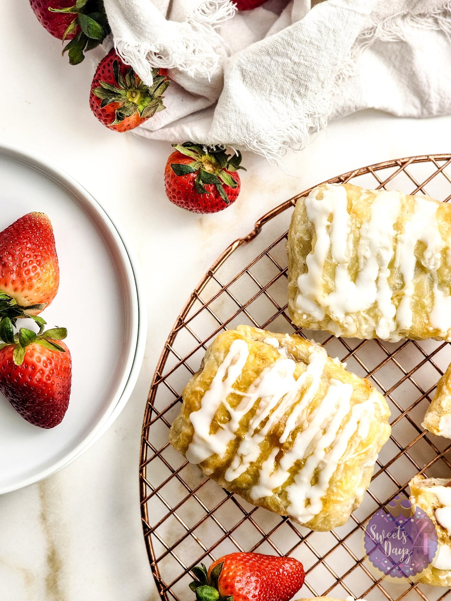 Homemade Toaster Strudels on Gold Marble