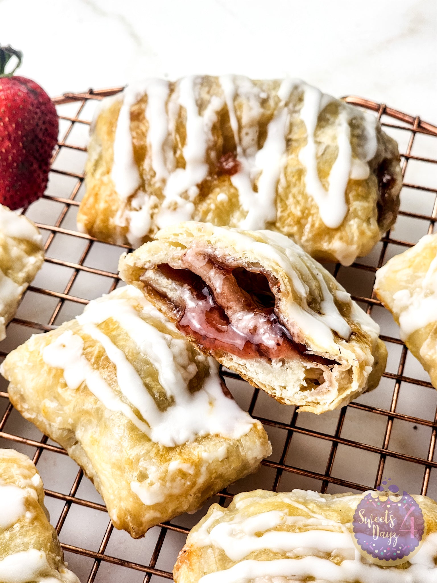 Homemade Toaster Strudels on Gold Marble