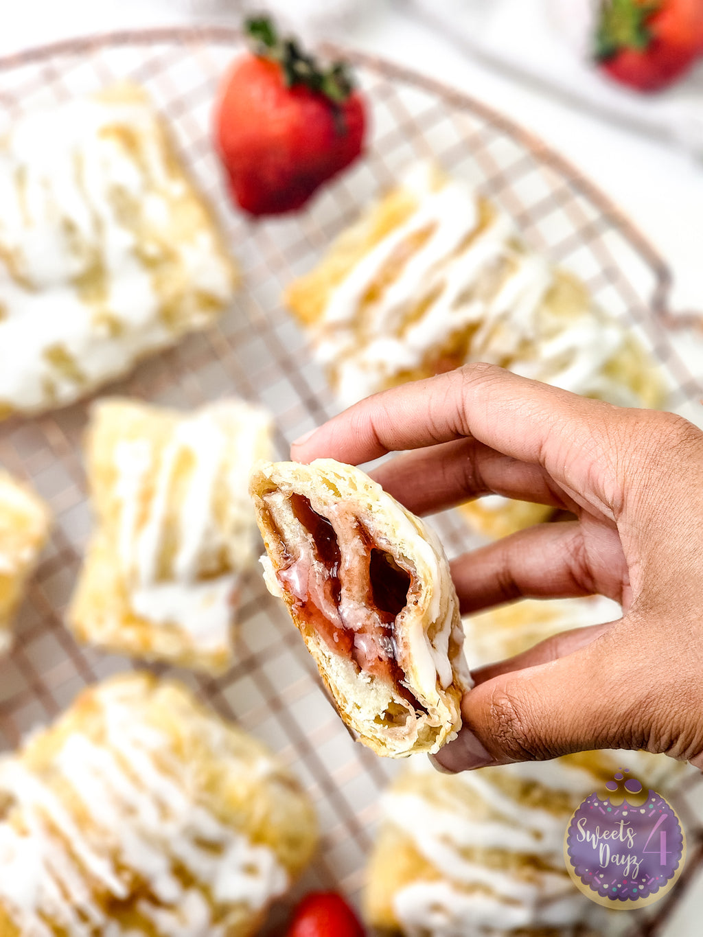 Homemade Toaster Strudels on Gold Marble