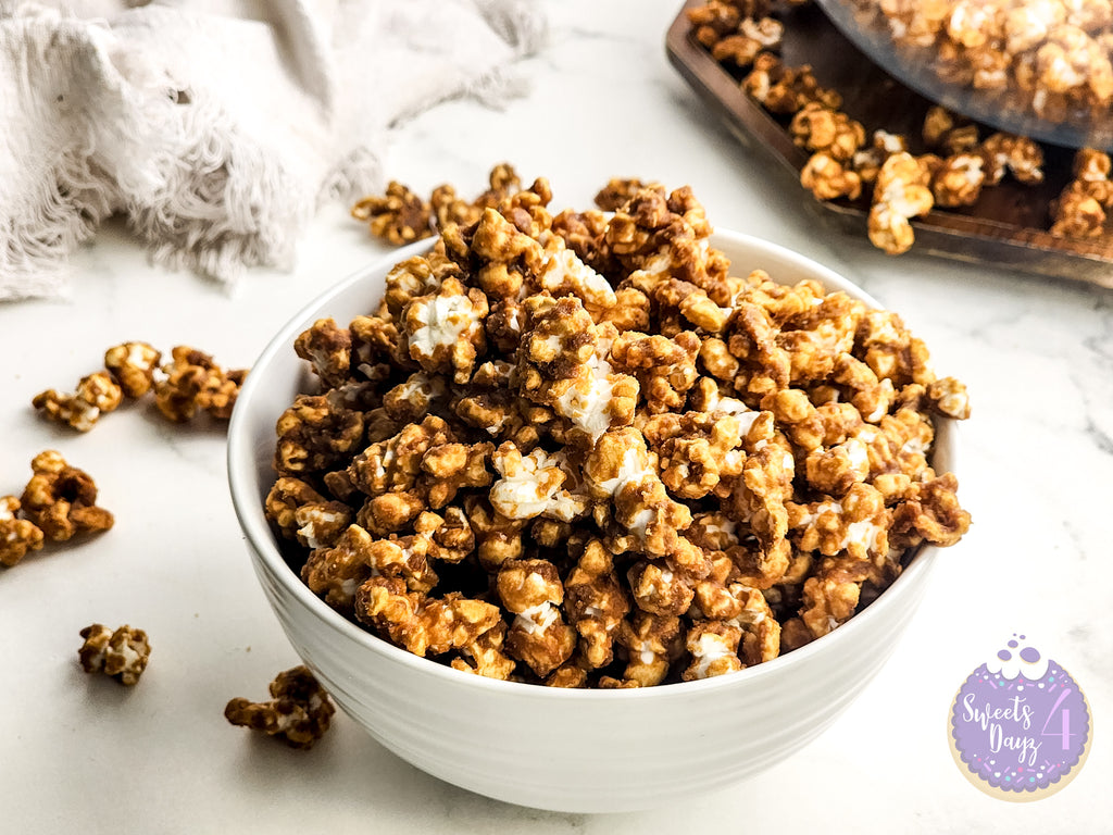 Homemade Caramel Popcorn on Marble
