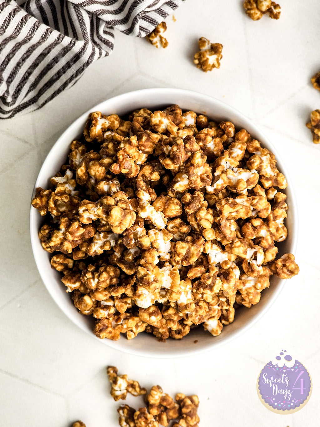 Homemade Caramel Popcorn on Rhombus