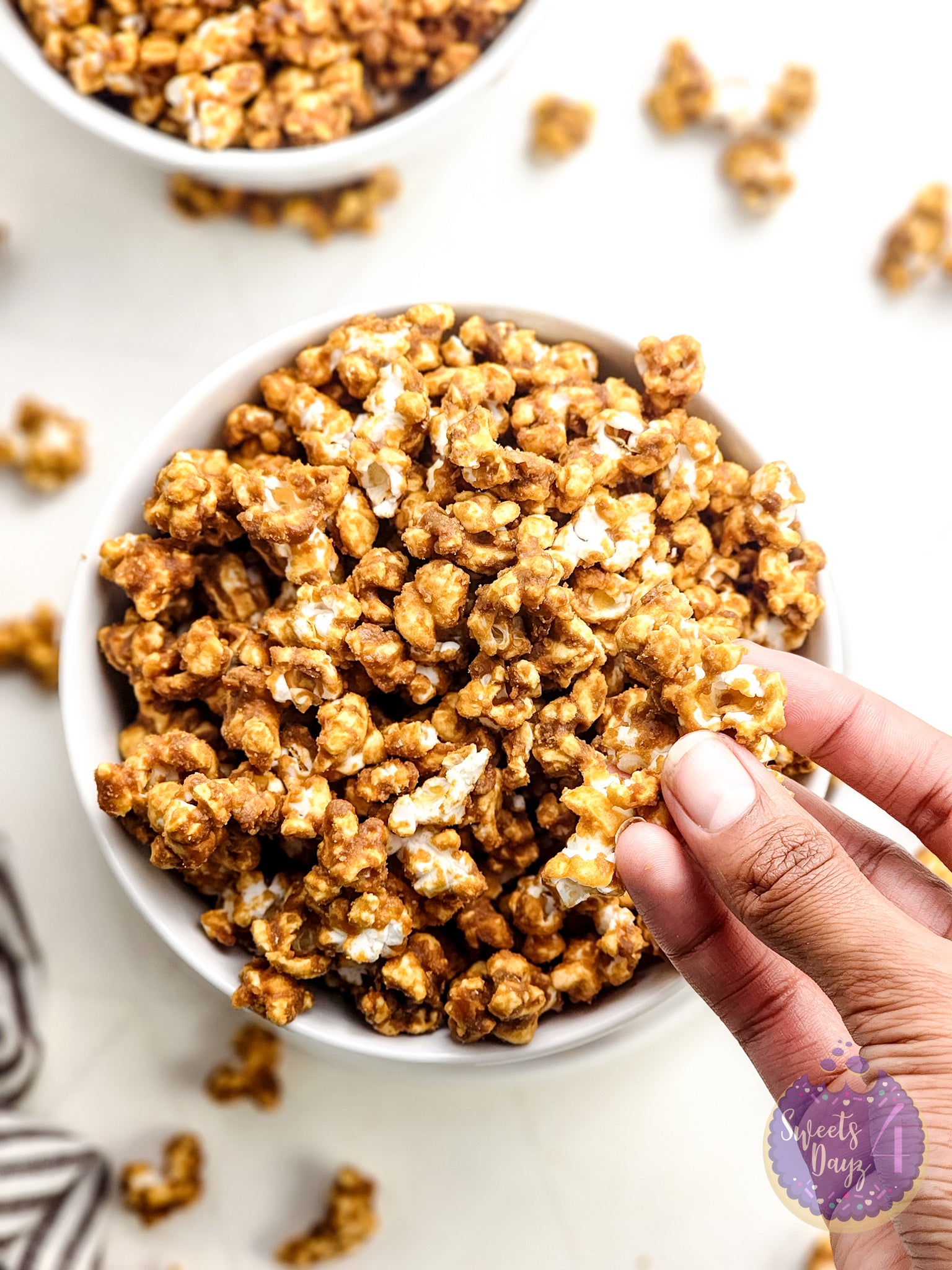 Homemade Caramel Popcorn on Rhombus