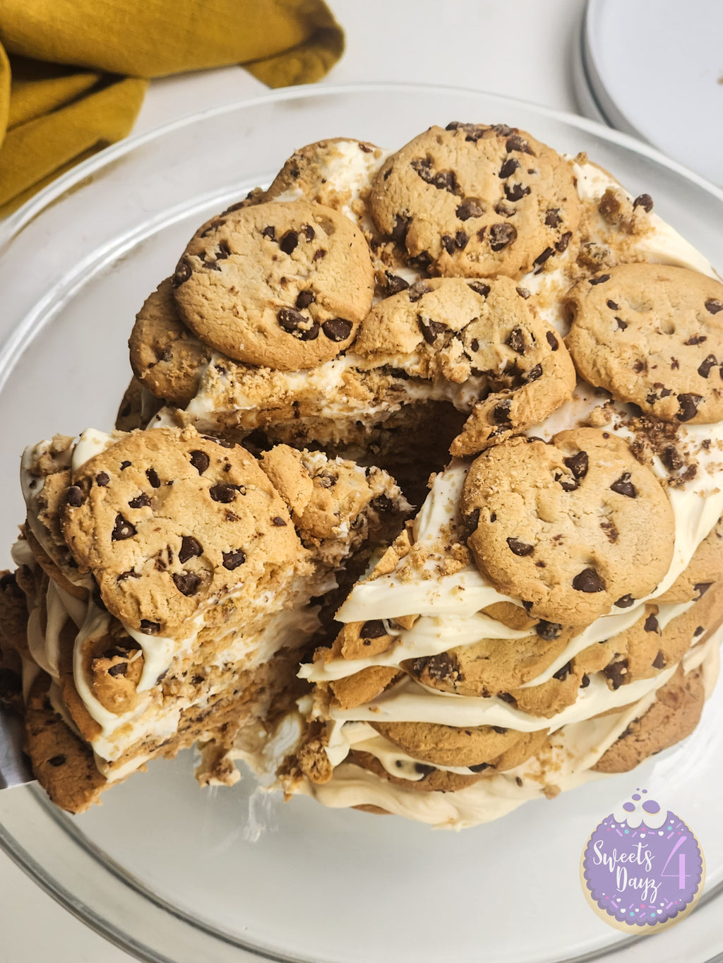 Milk n Cookies Ice Box Cake on White