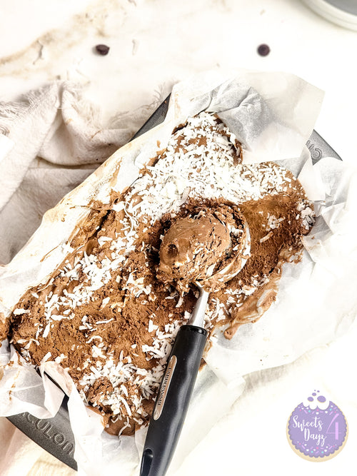 Chocolate Coconut Ice Cream on Gold Marble