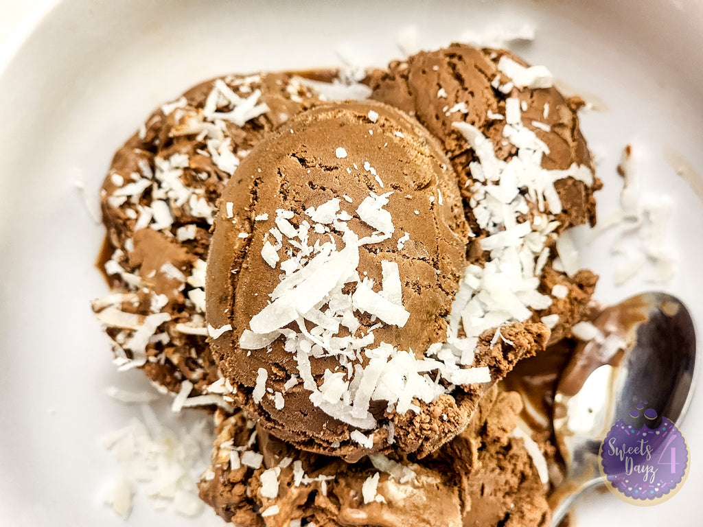 Chocolate Coconut Ice Cream on Gold Marble