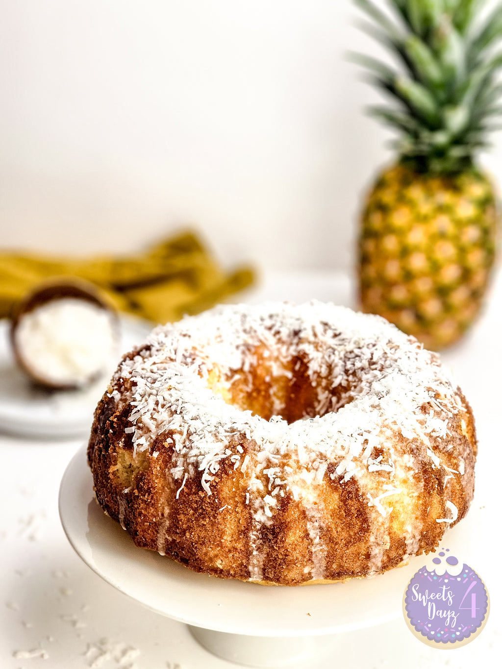 Coconut Pineapple Cake on White