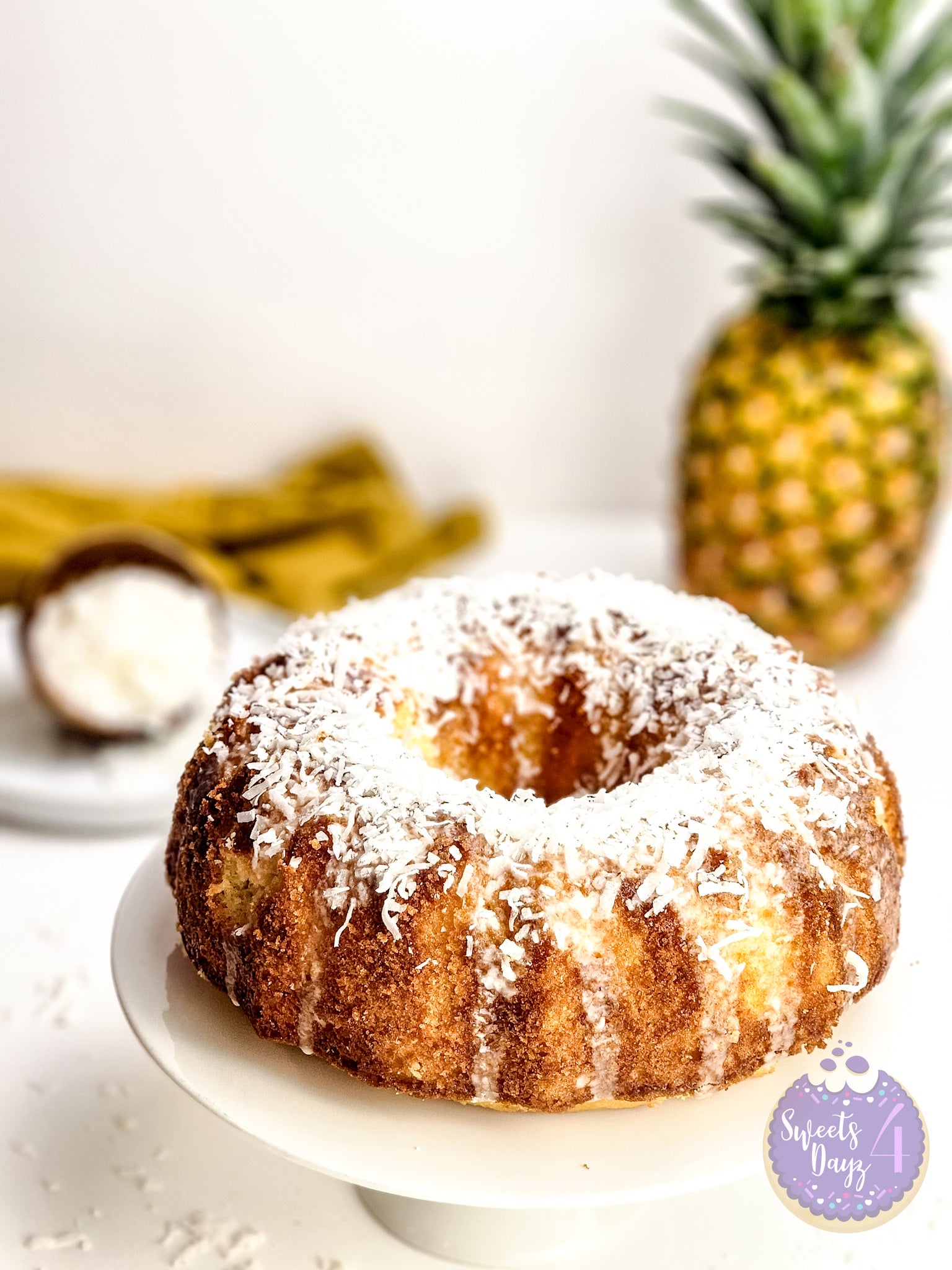 Coconut Pineapple Cake on White