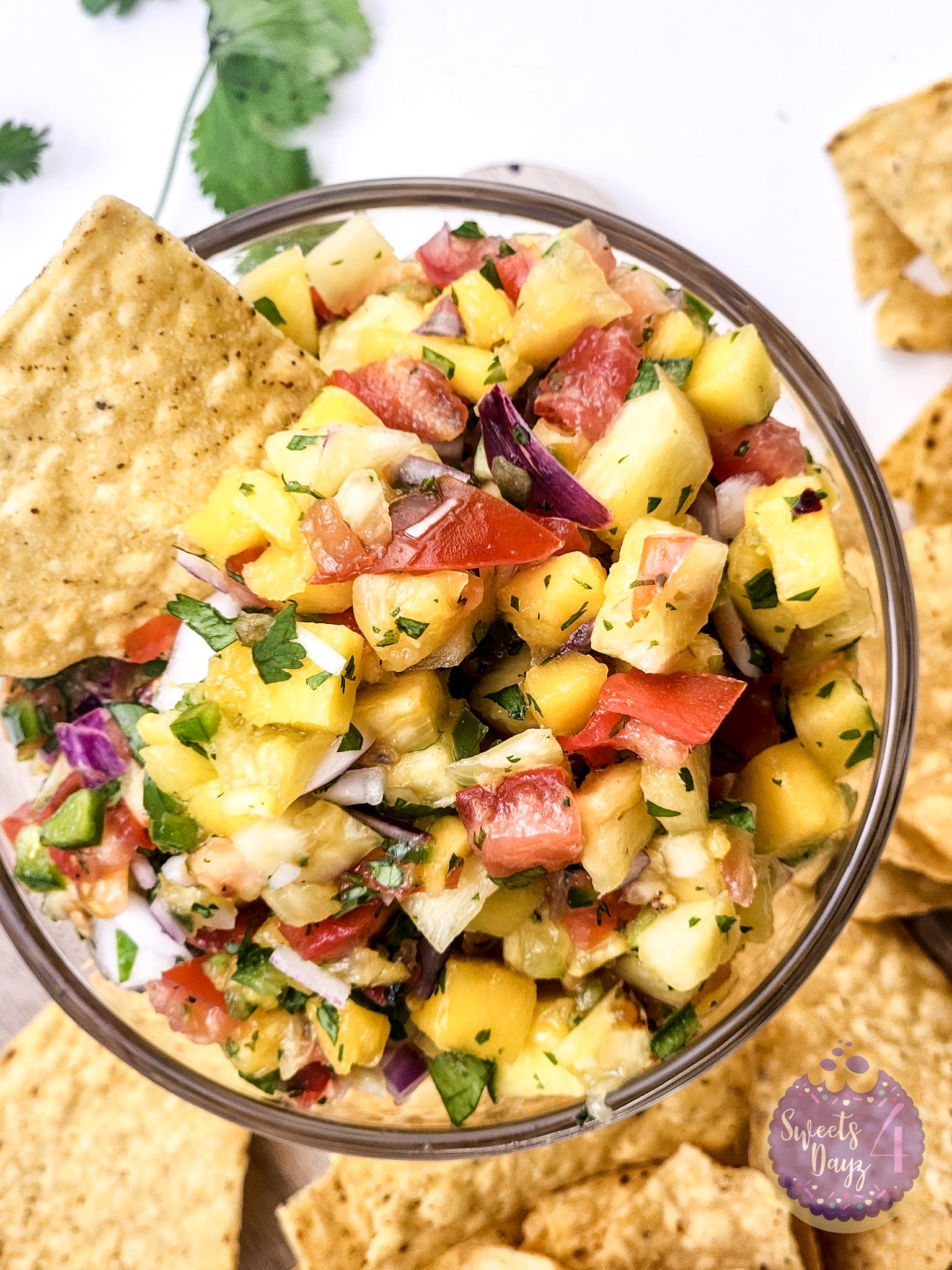 Mango Pineapple Salsa on White