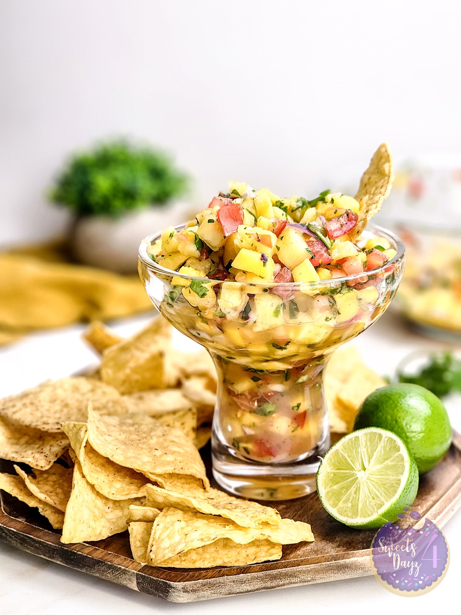 Mango Pineapple Salsa on Gold Marble