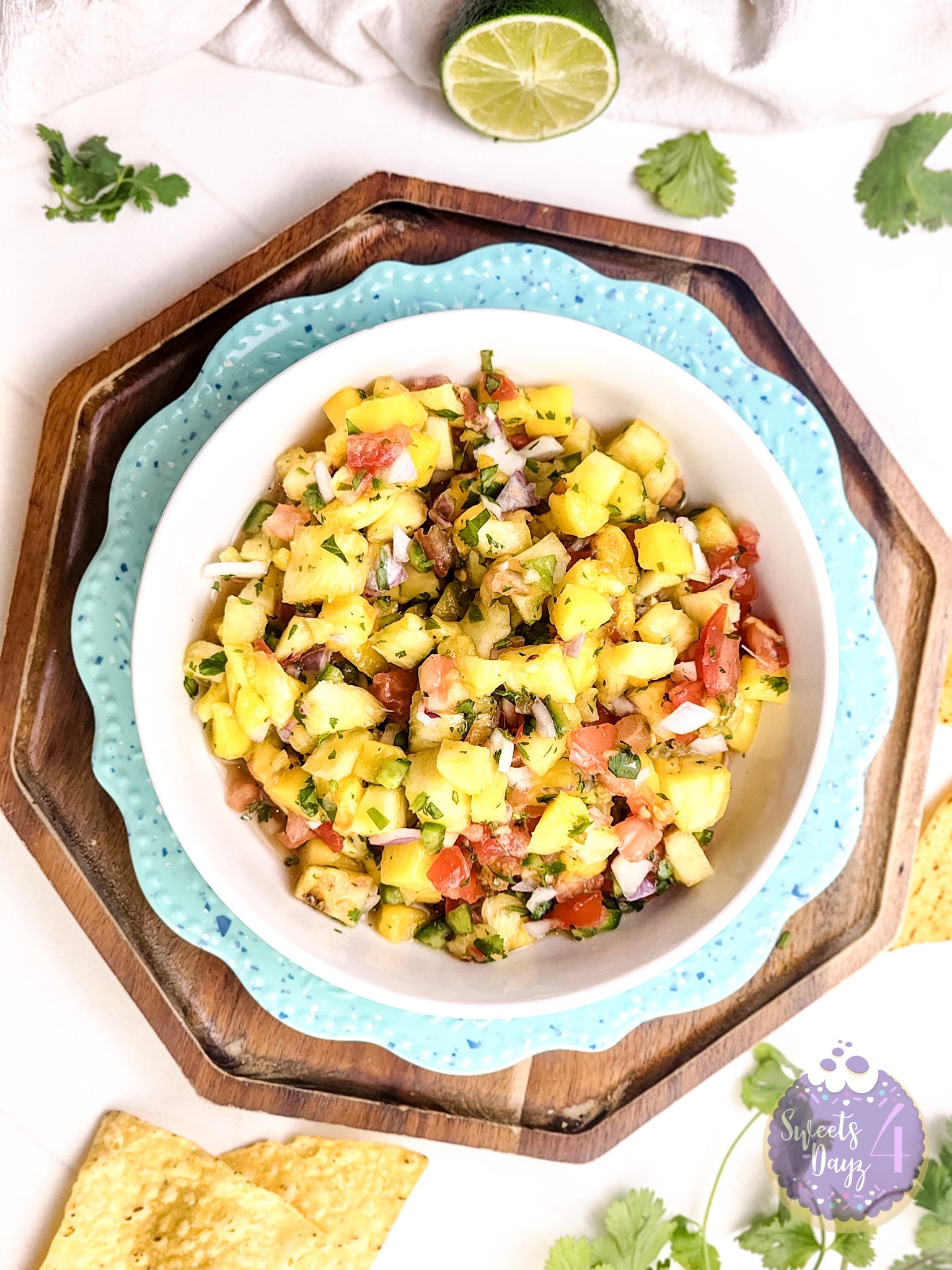 Mango Pineapple Salsa on Rhombus