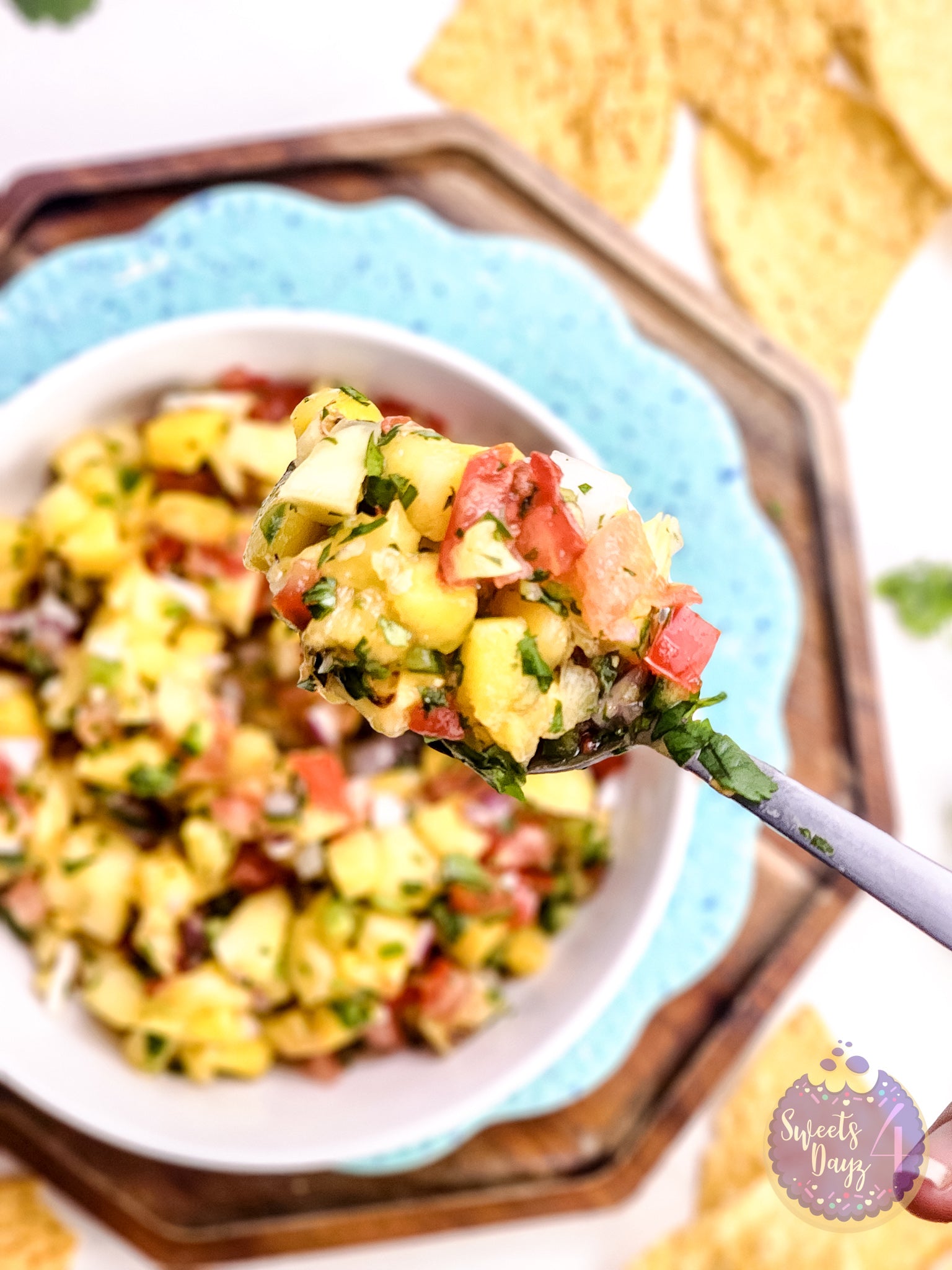 Mango Pineapple Salsa on Rhombus