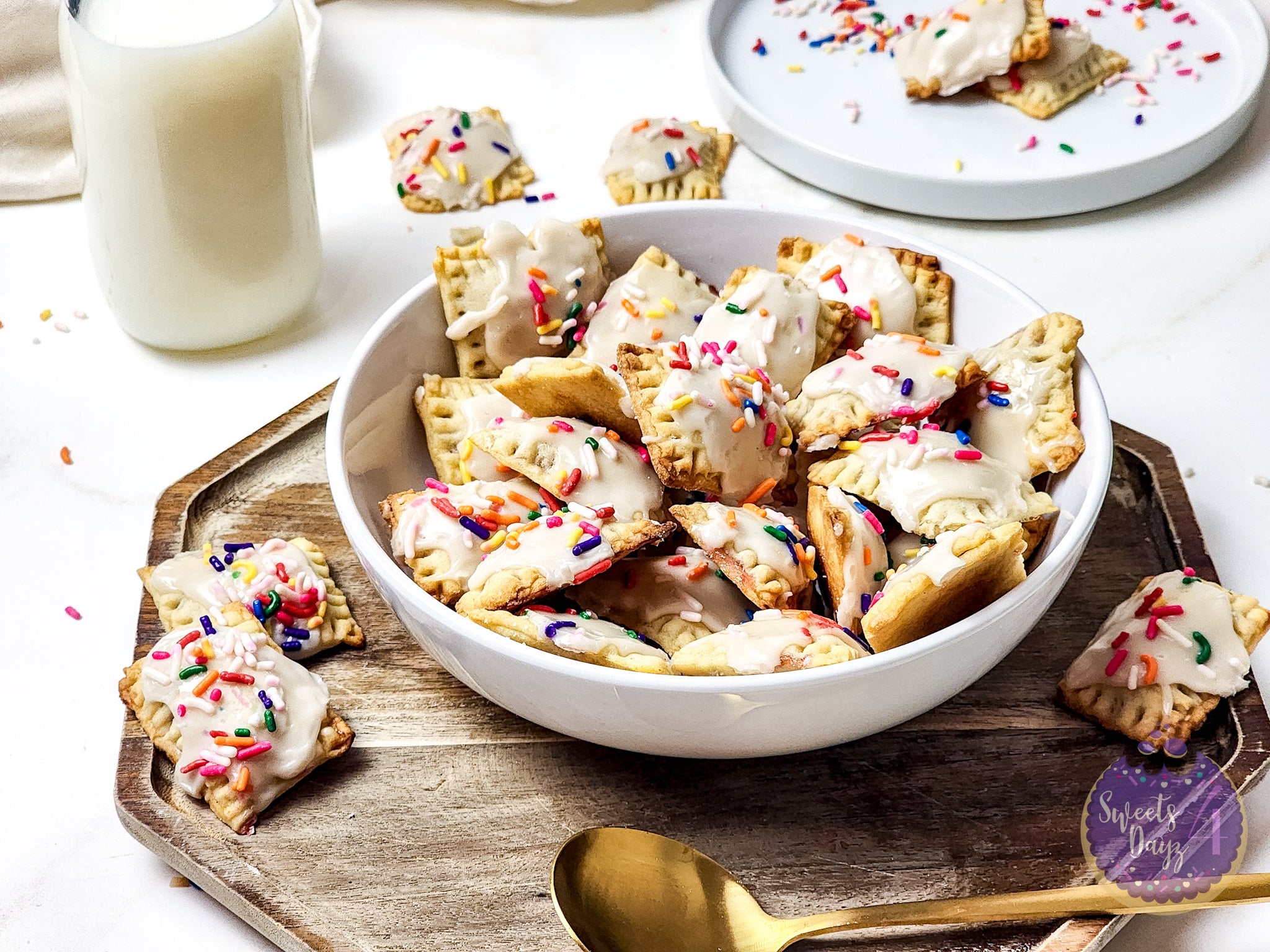 Mini Strawberry PopTarts on Gold Marble