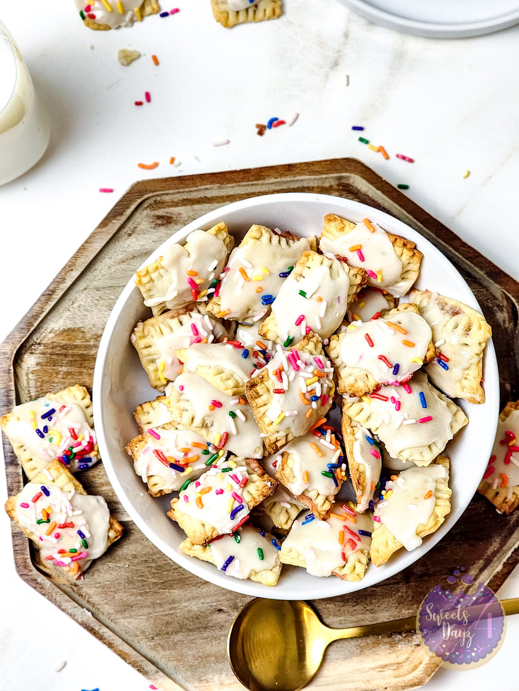 Mini Strawberry PopTarts on Gold Marble
