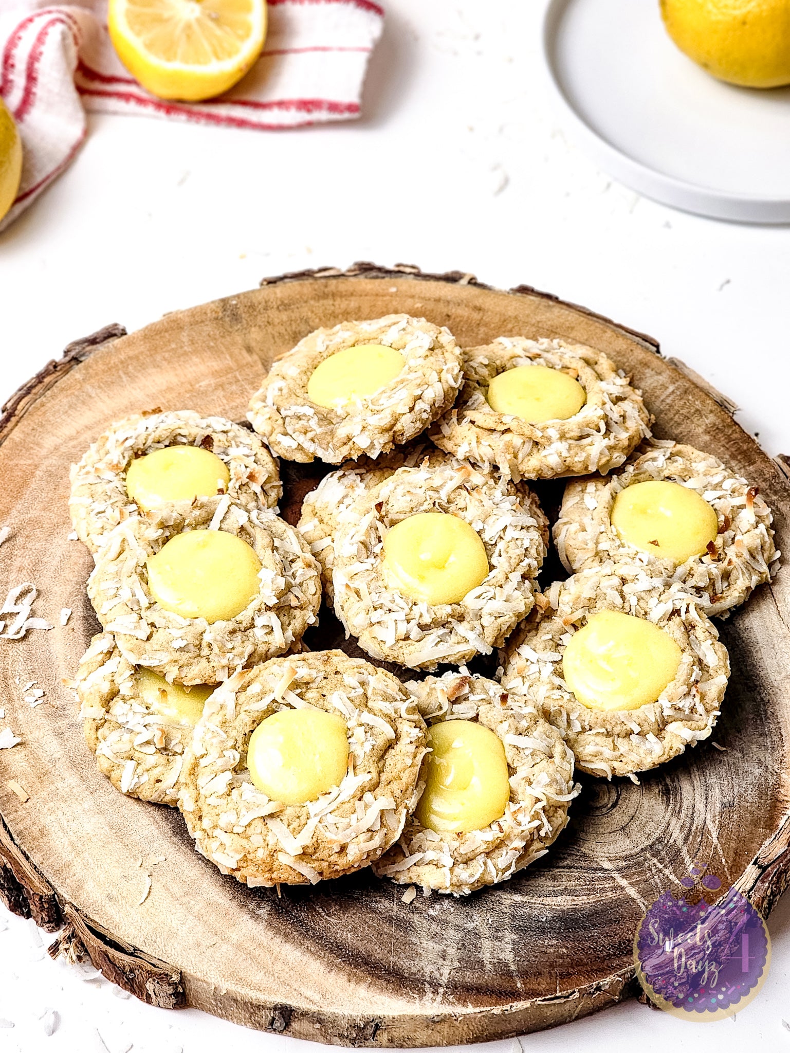Coconut Lemon Curd Cookies on White