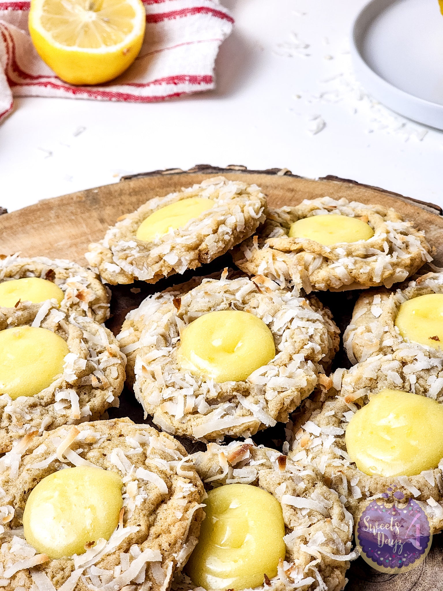 Coconut Lemon Curd Cookies on White