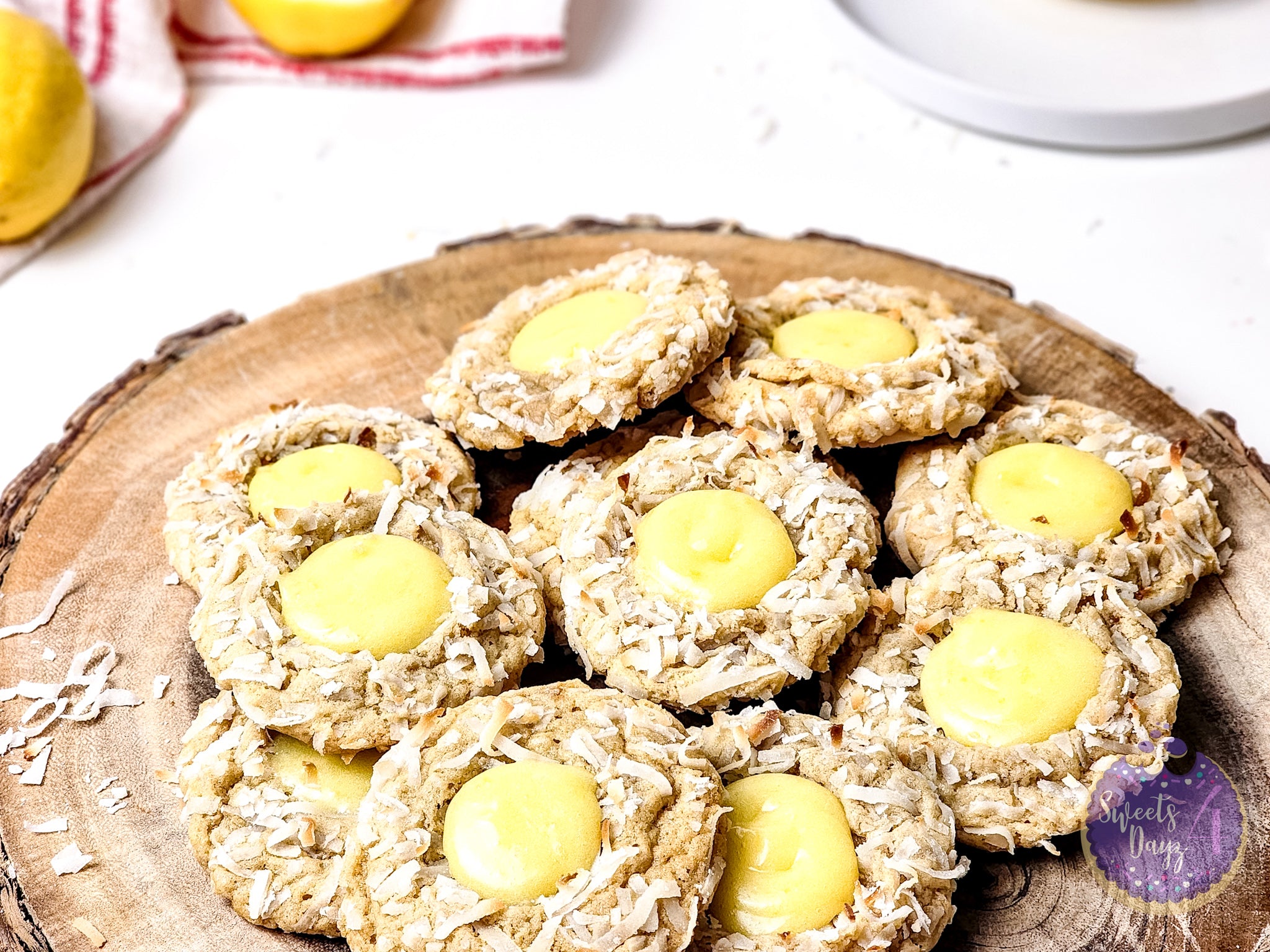 Coconut Lemon Curd Cookies on White