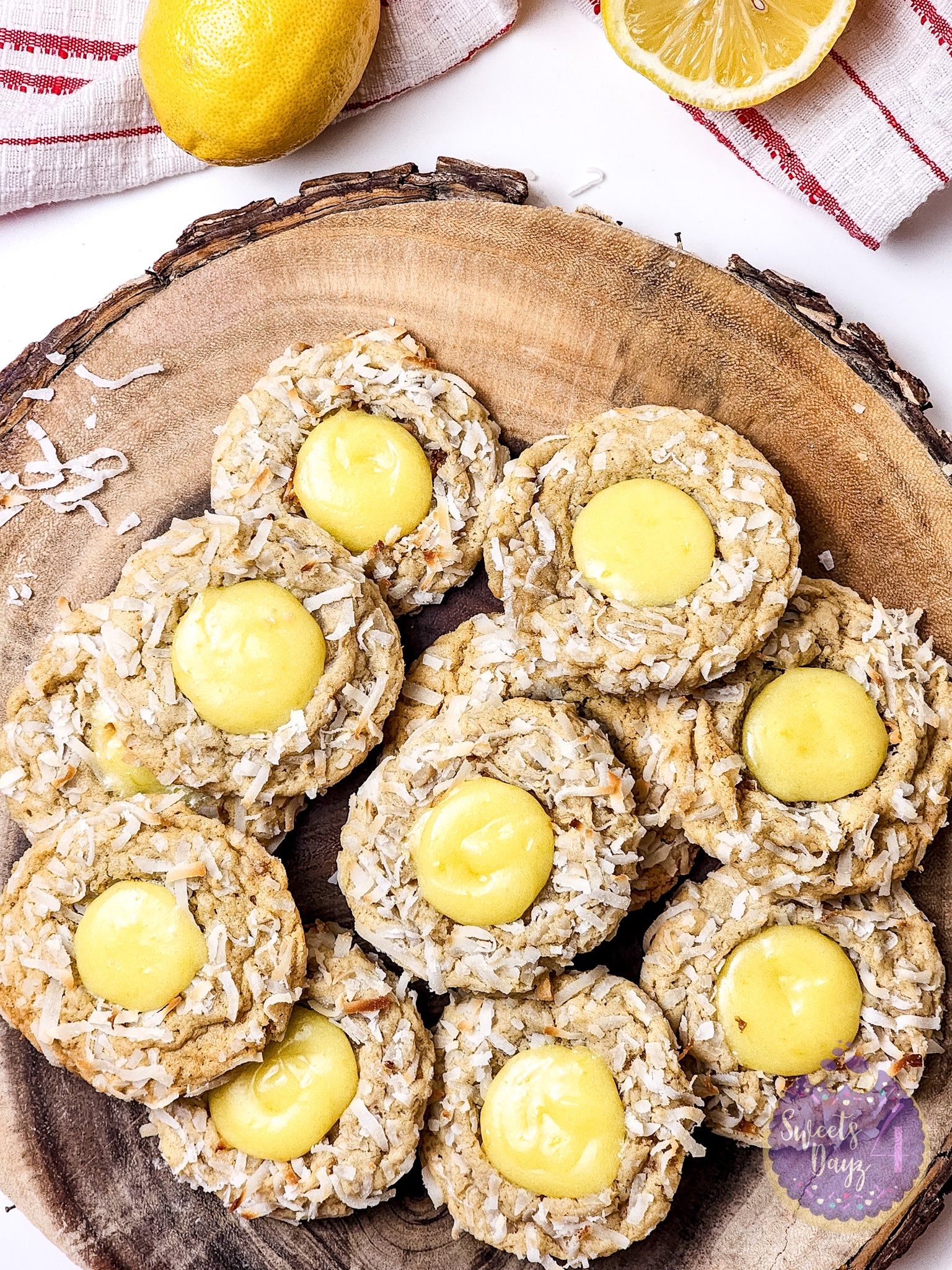 Coconut Lemon Curd Cookies on White