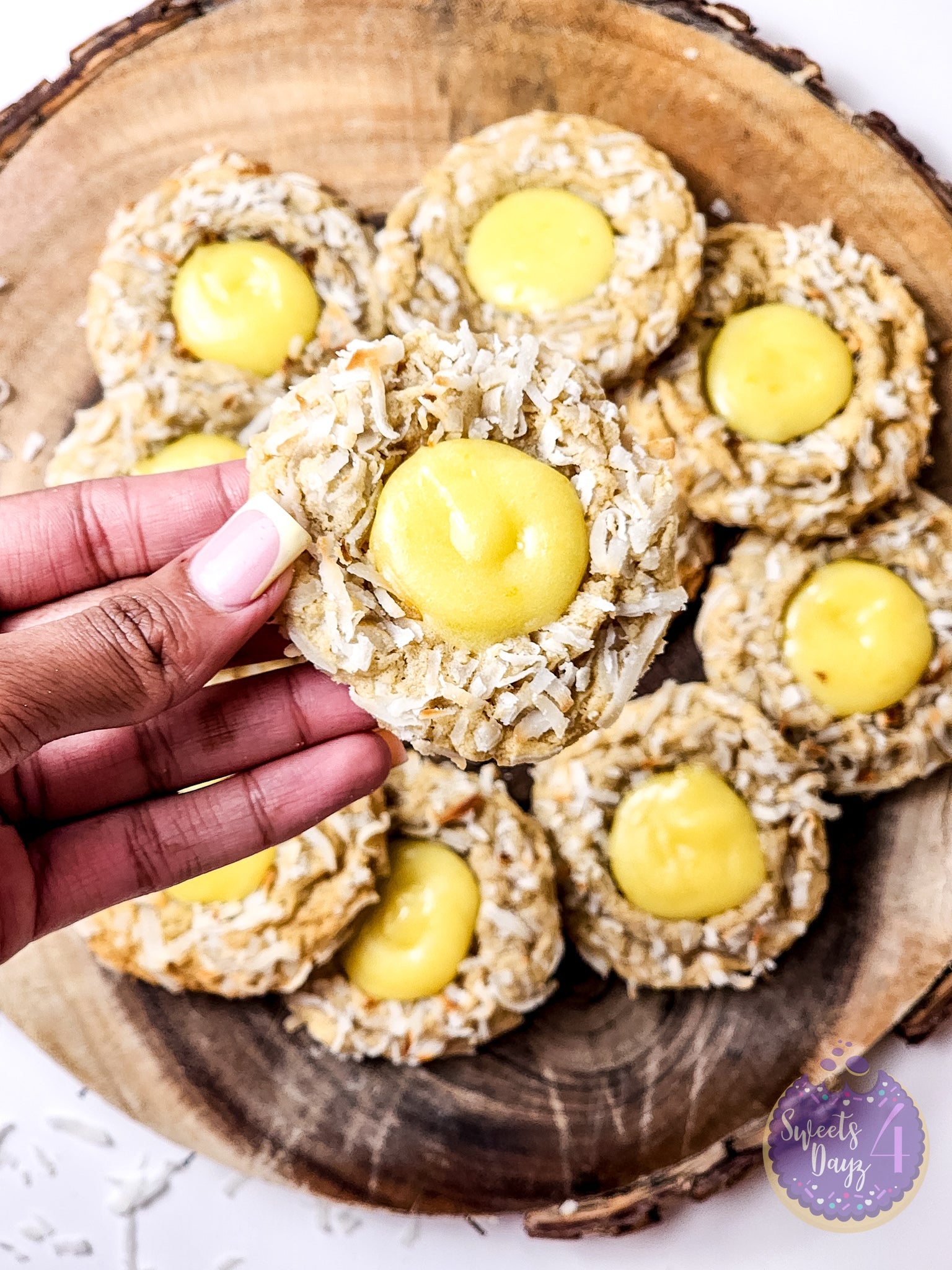 Coconut Lemon Curd Cookies on White